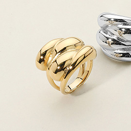 SECRET BOX_Stainless Steel Bold Triple Dome Band Ring