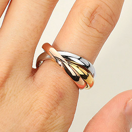 SECRET BOX_Stainless Steel Triple Interlocking Band Ring