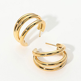 SECRET BOX_Stainless Steel Split Hoop Earrings