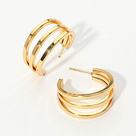 SECRET BOX_Stainless Steel Split Hoop Earrings