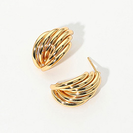 SECRET BOX_Stainless Steel Textured Hoop Earrings