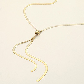 SECRET BOX_Stainless Steel Ball Point T Shaped Herringbone Chain Necklace