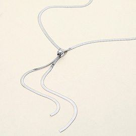 SECRET BOX_Stainless Steel Ball Point T Shaped Herringbone Chain Necklace
