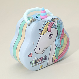 Unicorn Lockable Tin Case Portable Bag Coin Bank