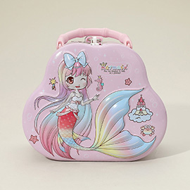Mermaid Lockable Tin Case Portable Bag Coin Bank