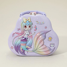 Mermaid Lockable Tin Case Portable Bag Coin Bank
