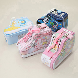 Girl Character Sneakers Shaped Lockable Tin Case Coin Bank