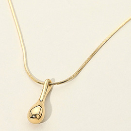 SECRET BOX_Stainless Steel Abstract Long Teardrop Pendant Necklace