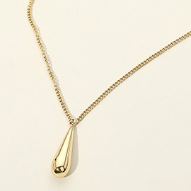 SECRET BOX_Stainless Steel Long Teardrop Pendant Necklace