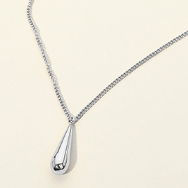 SECRET BOX_Stainless Steel Long Teardrop Pendant Necklace