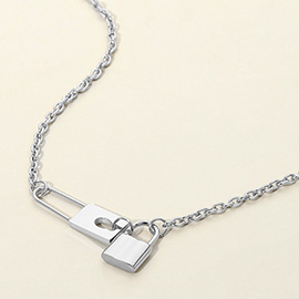 SECRET BOX_Stainless Steel Lock Link Pendant Necklace
