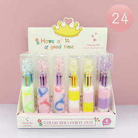 24PCS - Teddy Bear Tip Fuzzy Color Ballpoint Pens