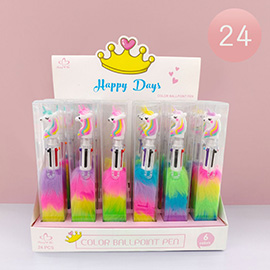 24PCS - Unicorn Fuzzy Color Ballpoint Pens
