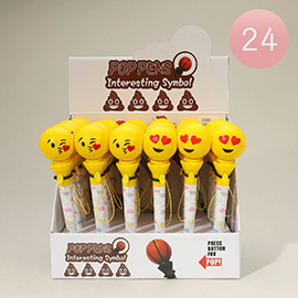 24PCS - Emoji Face Pop Up Ball Pens