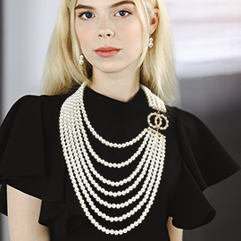 Multi Layered Pearl Statement Necklace