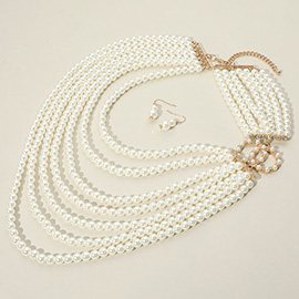 Multi Layered Pearl Statement Necklace