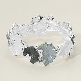 Colored Metal Gingko Leaves Link Stretch Bracelet