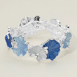 Colored Metal Gingko Leaves Link Stretch Bracelet