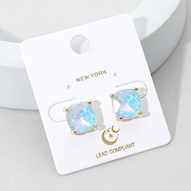 Cushion Square Stone Stud Evening Earrings