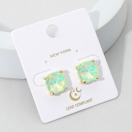 Cushion Square Stone Stud Evening Earrings