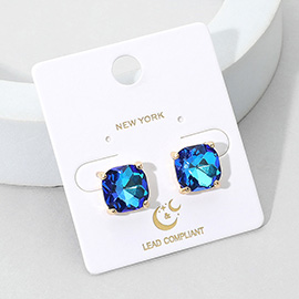Cushion Square Stone Stud Evening Earrings