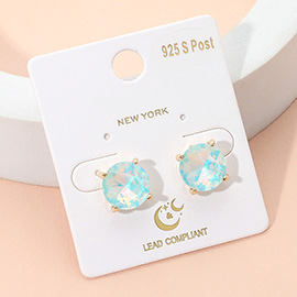 Round Stone Cushion Stud Earrings