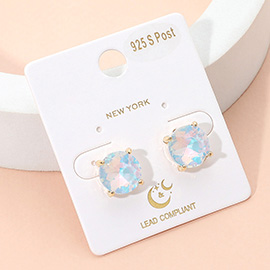 Round Stone Cushion Stud Earrings