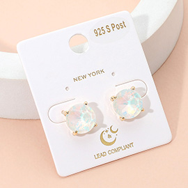 Round Stone Cushion Stud Earrings