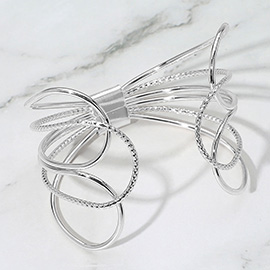 Multi Wire Metal Wide Cuff Bracelet