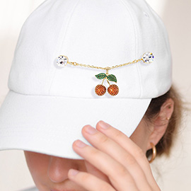 Gold Dipped CZ Stone Paved Cherry Cap and Pin Charm