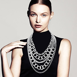 Bold Multi Layered Chain Statement Necklace