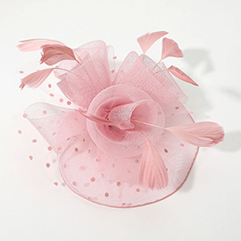 Feather Mesh Flower Fascinator / Headband