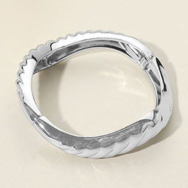 Textured Metal Sculptural Hinged Bangle Bracelet