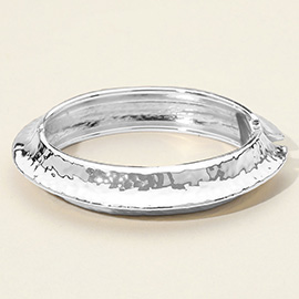 Hammered Metal Hinged Bangle Bracelet
