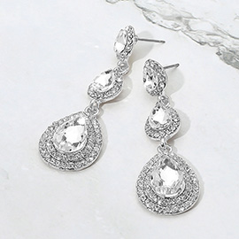 Teardrop Glass Stone Link Drop Dangle Evening Earrings