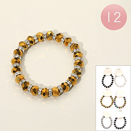 12PCS - Faceted Beaded Stretch Bracelets