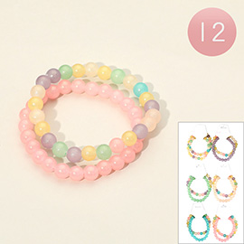 12 SET OF 2 - Ball Beaded Layered Bracelets
