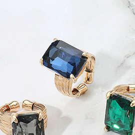 Emerald Cut Stone Adjustable Ring