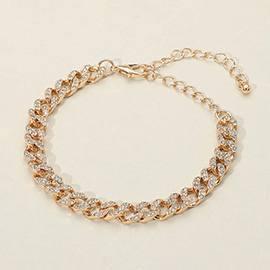 Stone Paved Cuban Chain Bracelet