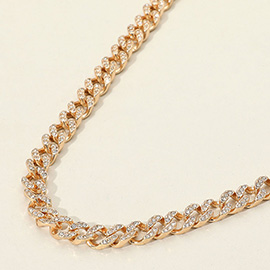 Stone Paved Cuban Chain Necklace