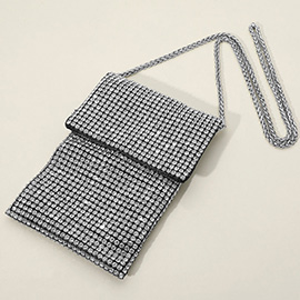 Rhinestone Mesh Crossbody Mini Pouch Crossbody Bag