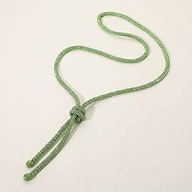 Bling Studded Knot Pointed Long Necklace