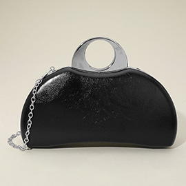 Half Moon Metallic Clutch Evening Bag / Crossbody Bag