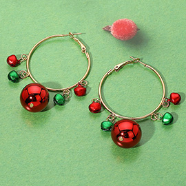 Christmas Bell Dangle Hoop Earrings