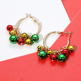 Christmas Bell Embellished Hoop Earrings