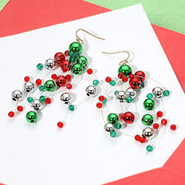Christmas Bauble Cluster Beaded Dangle Earrings