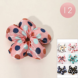 12PCS - Oversized Polka Dot Flower Hair Scrunchies