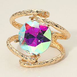 Round Glass Crystal Stone Hinged Bracelet