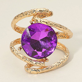 Round Glass Crystal Stone Hinged Bracelet