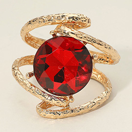 Round Glass Crystal Stone Hinged Bracelet